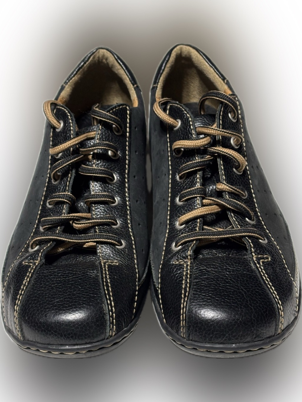 Børn Hawkeye Oxford Black Leather Bicycle Toe Sneakers Womens US 10 (EU 42)